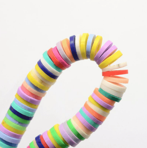 BeadsBalzar Beads & Crafts MIXED COLOR (HE6578C) (HE6578-X) Handmade Polymer Clay Beads, Disc Heishi Beads 6mm (1 STR)