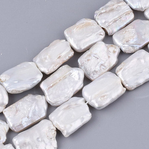 BeadsBalzar Beads & Crafts Natural Baroque Pearl Keshi Pearl Beads, Cultured Freshwater Pearl, Rectangle, Seashell Color