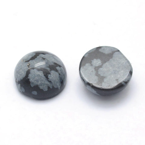 BeadsBalzar Beads & Crafts OBSIDIAN SNOWFLAKE Natural Semi-precious Gemstone Cabochon Flatbacks , Half Round, 4mm