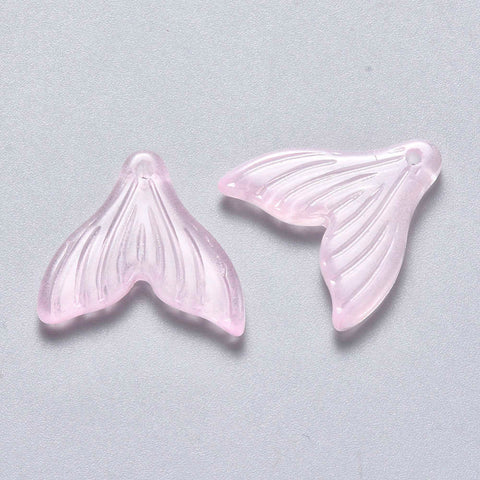 BeadsBalzar Beads & Crafts PEARL PINK (TG8877-05) (TG8877-X) Transparent Spray Painted Glass Pendants, Fishtail Shape, 9x19.5x3.5mm (10 PCS)