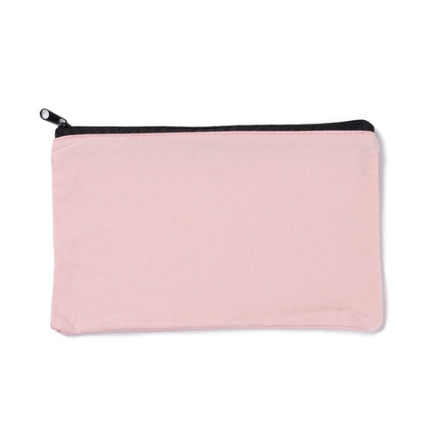 BeadsBalzar Beads & Crafts PINK Canvas Jewelry Storage Bag – Multipurpose Travel Pouch with Black Zipper