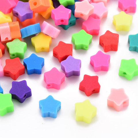 BeadsBalzar Beads & Crafts Polymer Clay Beads, for DIY Jewelry Crafts Supplies, Star, Mixed Color, 9x9~10x4~5mm