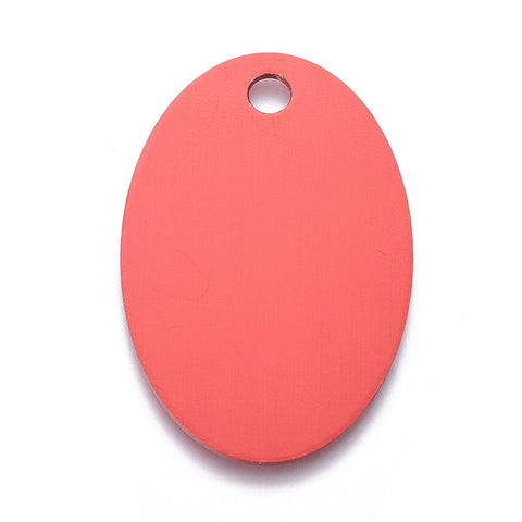 BeadsBalzar Beads & Crafts RED Aluminum Pendants – Oval Stamping Blank Tags (25mm x 38mm x 1mm) for Engraving & ID Tags