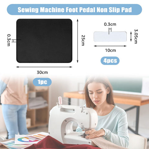 BeadsBalzar Beads & Crafts Rubber Slide-proof Mat, Sewing Machine Foot Pedal Pad Stay, with Magic Tapes, Rectangle, Black 300x250mm