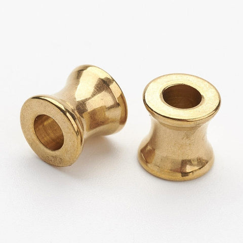 BeadsBalzar Beads & Crafts (SB9154-G) 304 Stainless Steel European Large Hole Beads, Column, Golden, 8x8mm (2 PCS)