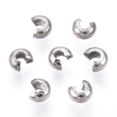 BeadsBalzar Beads & Crafts (SC8920-S) 304 Stainless Steel Crimp Beads Covers, 3.5x4mm (20 PCS)