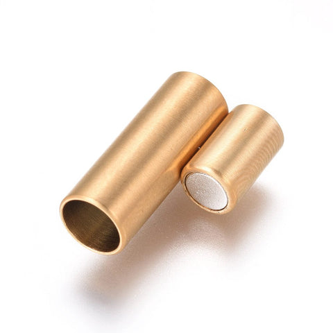 BeadsBalzar Beads & Crafts (SC9002-G) 304 Stainless Steel Magnetic Clasps, Ion Plating (IP), Column, Golden 6x16mm (1 SET)