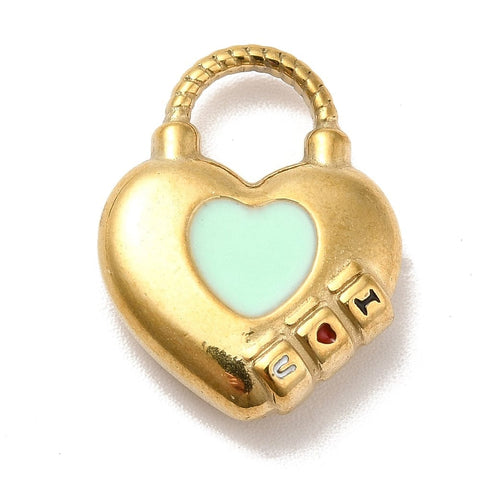 BeadsBalzar Beads & Crafts (SH8761-G) Ion Plating(IP) 304 Stainless Steel Pendants, with Enamel, Golden, Heart, 18mm (2 PCS)
