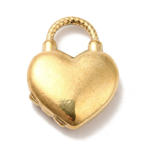 BeadsBalzar Beads & Crafts (SH8761-G) Ion Plating(IP) 304 Stainless Steel Pendants, with Enamel, Golden, Heart, 18mm (2 PCS)