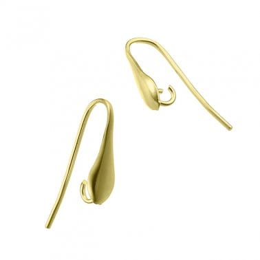 BeadsBalzar Beads & Crafts SILVER 925 / 3 MICRON GOLD PLATED (925-E06-3GP) (925-E06-X) Sterling silver Drop ear hooks 20mm (1 PAIR)