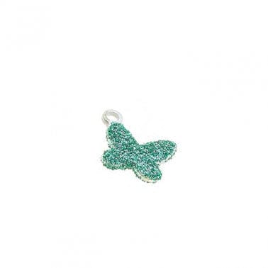 BeadsBalzar Beads & Crafts SILVER 925 / TURQUIOSE (925-B150-ITU) (925-B150-X) SILVER 925 7,5MM BUTTERFLY GLITTER PENDANT WITH RING (1 PC)