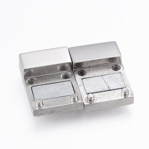 BeadsBalzar Beads & Crafts (SM9204-P) 304 Stainless Steel Magnetic Clasps with Glue-in Ends, 23x11.5x4.5mm (1 SET)