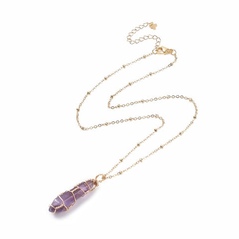 BeadsBalzar Beads & Crafts (SN8914-01) Pendant Necklace, Copper Wire Wrap Pendant and 304 Stainless Steel Necklace,(40.5cm)