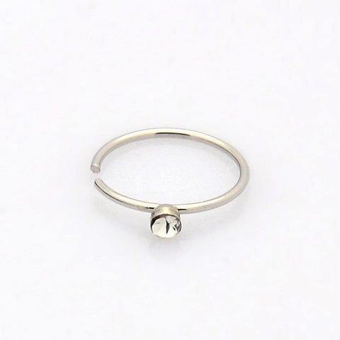BeadsBalzar Beads & Crafts (SN9015-05) 316L Surgical Stainless Steel Rhinestone Hoop Nose Rings, Nose Piercing, 9mm (2 PCS)