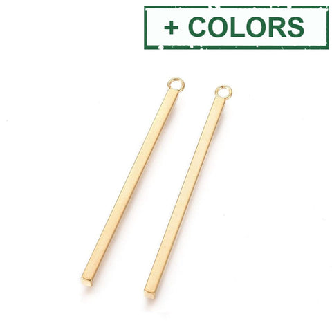 BeadsBalzar Beads & Crafts (SP6431-X) 304 Stainless Steel Pendants, Bar, 3mm wide, 43mm (4 PCS)