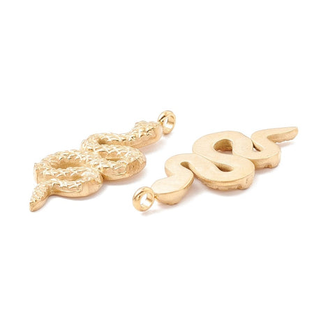 BeadsBalzar Beads & Crafts (SP8891-G) Ion Plating(IP) 304 Stainless Steel Pendants, Snake, Golden, 35x14x4mm (1 PC)