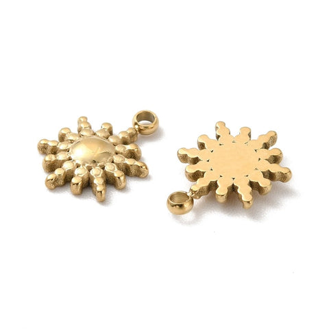 BeadsBalzar Beads & Crafts (SS8894-G) Ion Plating 304 Stainless Steel Pendants, Sun, Golden, 10x7.5x1.5mm (2 PCS_