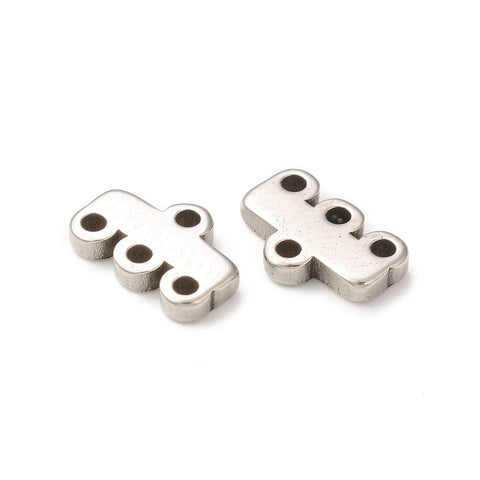 BeadsBalzar Beads & Crafts Stainless Steel 304 Stainless Steel Chandelier Component Links, 4-Loop Connector, Rectangle, 5x8x1.5mm