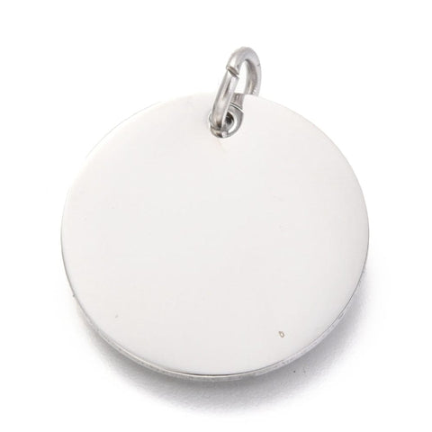 BeadsBalzar Beads & Crafts STAINLESS STEEL 304 Stainless Steel Charms | Flat Round Blank Stamping Tags with Jump Rings