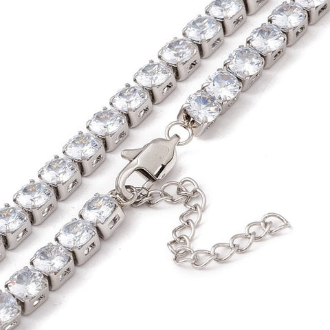 BeadsBalzar Beads & Crafts STAINLESS STEEL Classic Cubic Zirconia Tennis Necklace, Vacuum Plating 304 Stainless Steel , Clear, 16.65 inch(42.3cm)