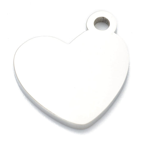 BeadsBalzar Beads & Crafts STAINLESS STEEL COLOR 304 Stainless Steel Pendants, Stamping Blank Tag, Heart, 16x16x2mm