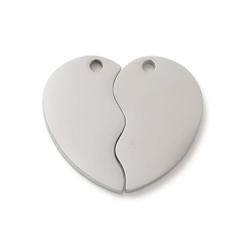 BeadsBalzar Beads & Crafts STAINLESS STEEL COLOR 304 Stainless Steel Split Pendant Charm, Laser Cut, Heart Charm