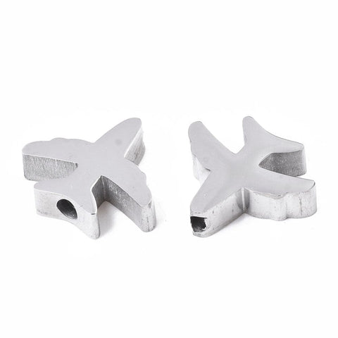 BeadsBalzar Beads & Crafts STAINLESS STEEL (SA9072-P) (SA9072-X) 304 Stainless Steel Beads, Airplane, 1.5x13.5mm (2 PCS)