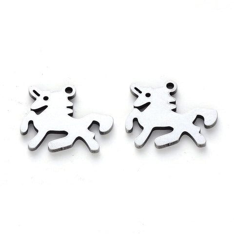 BeadsBalzar Beads & Crafts STAINLESS STEEL (SH9041-P) (SH9041-G) Vacuum Plating 304 Stainless Steel, Laser Cut, Horse, 13x15mm (4 PCS)