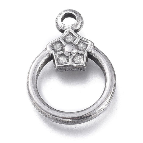 BeadsBalzar Beads & Crafts STAINLESS STEEL (SP8938-P) (SP8938-X) Ion Plating(IP) 304 Stainless Steel Toggle Clasps, Ring, 19x13.5mm (2 PCS)