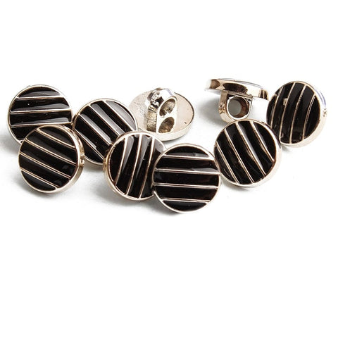 BeadsBalzar Beads & Crafts STYLE 1 (STRIPED BLACK) ABS Plastic Shank Buttons, with Enamel, for Garment Accessories, Round 11mm