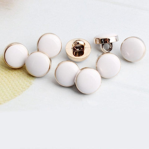 BeadsBalzar Beads & Crafts STYLE 2 (WHITE) ABS Plastic Shank Buttons, with Enamel, for Garment Accessories, Round 11mm