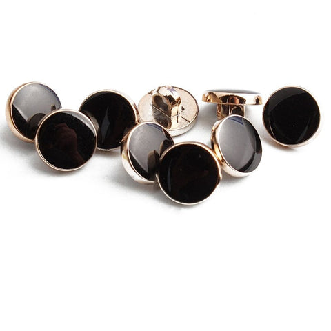 BeadsBalzar Beads & Crafts STYLE 3 (BLACK) ABS Plastic Shank Buttons, with Enamel, for Garment Accessories, Round 11mm