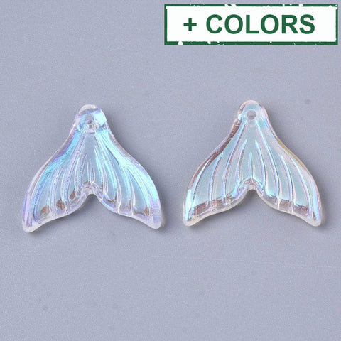 BeadsBalzar Beads & Crafts (TG8877-X) Transparent Spray Painted Glass Pendants, Fishtail Shape, 9x19.5x3.5mm (10 PCS)