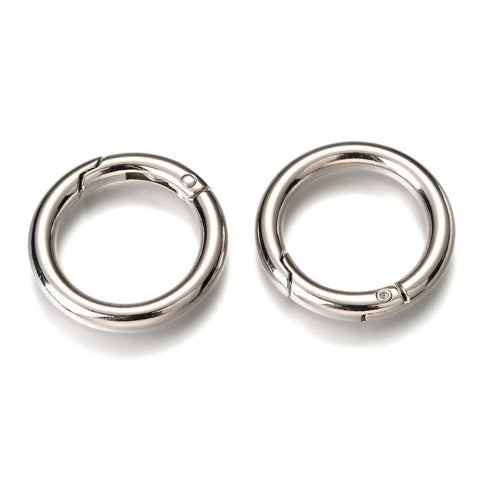 BeadsBalzar Beads & Crafts Zinc Alloy Spring Gate Rings, O Rings, Platinum, 35x5mm