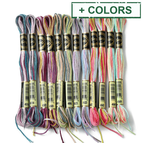 BeadsBalzar Craft Store 12 Skeins 6 Colors 6-Ply Polyester Embroidery Floss, Cross Stitch Threads, Segment dyed