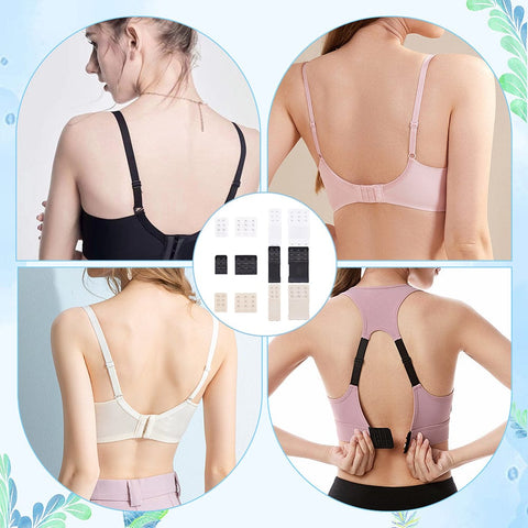 BeadsBalzar Craft Store 12Pcs Women’s Bra Extenders – 12 Styles, Polyester with Iron Hooks & Loops, Rectangle, Mixed Colors