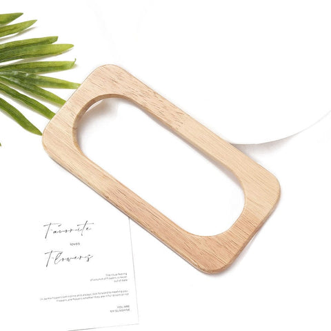 BeadsBalzar Craft Store 195mm Rectangular Wooden Handle for Hand-Woven Bags – Natural Wood Bag Accessory for DIY & Handmade Projects