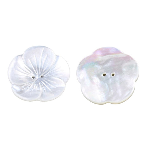 BeadsBalzar Craft Store 2-Hole White Shell Mother of Pearl Shell Buttons, Flower, Seashell Color