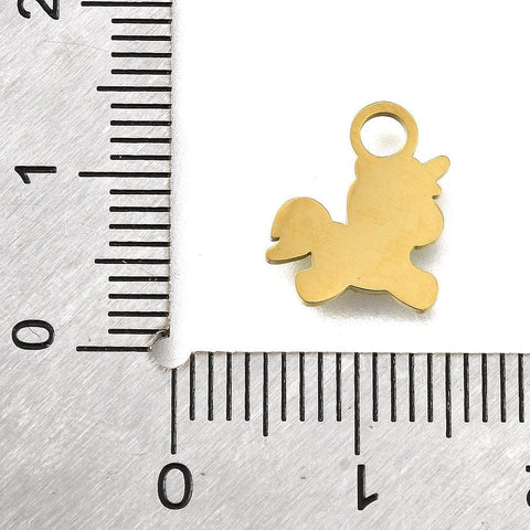 BeadsBalzar Craft Store 304 Stainless Steel Enamel Charms, Ion Plating(IP), Real 14K Gold Plated, Unicorn Charm, White