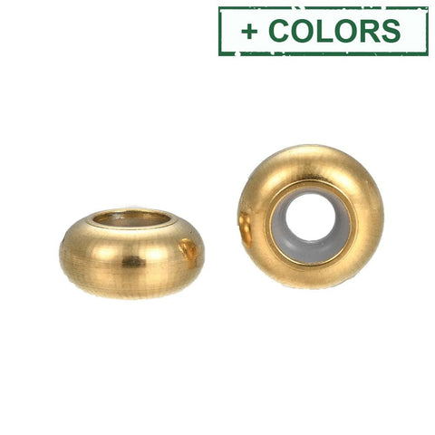 BeadsBalzar Craft Store 304 Stainless Steel Slider Beads – Rondelle with Rubber Core, 6x3mm, Hole: 3mm