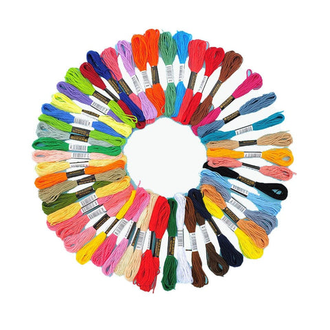 BeadsBalzar Craft Store 50 Skeins 50 Colors 6-Ply Polycotton Embroidery Floss, Cross Stitch Threads, Mixed Color