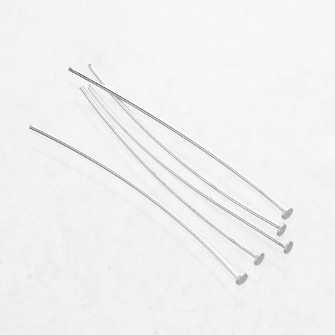 BeadsBalzar Craft Store 925 Sterling Silver Flat Head Pins – 29~30mm x 0.5mm, 1.5mm Head | Jewelry Findings