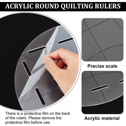 BeadsBalzar Craft Store Acrylic Quilting Rulers, Round Templates, Transparent Patchwork Sewing Cutting Craft Ruler DIY Tools, with Hole, Clear
