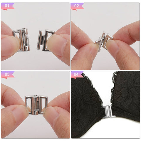BeadsBalzar Craft Store Alloy Bikini Clips, Bra Clasp Replacement Part, Lingerie Front Closure, Platinum