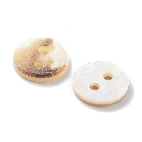 BeadsBalzar Craft Store Beige Mother of Pearl Akoya Shell Buttons – 2-Hole, Shell Shape, 9mm, Natural