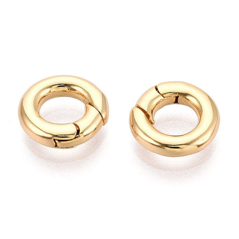 BeadsBalzar Craft Store Brass Spring Gate Rings – Nickel Free, Real 18K Gold Plated, 10mm Jewelry Connectors