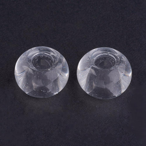 BeadsBalzar Craft Store CLEAR Glass European Beads, Large Hole Beads, Rondelle 14-15mm