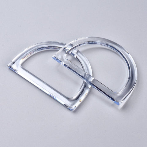 BeadsBalzar Craft Store CLEAR Plastic D Shape Purse Handle, Bag Handle Replacement Accessories, 85x120x8mm (Inner: 95x61mm)