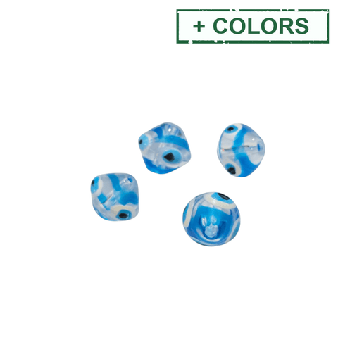 BeadsBalzar Craft Store Coned Transparent Evil Eye Glass beads hand painted 10mm