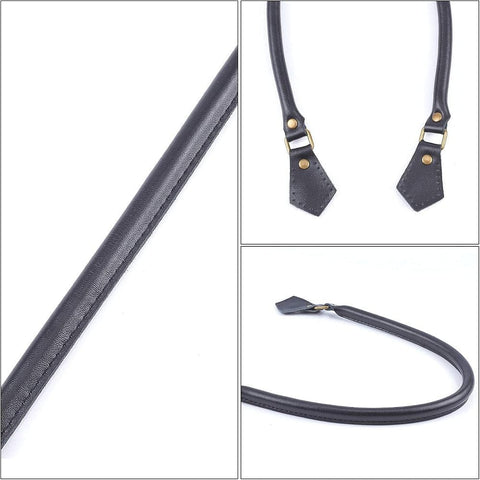 BeadsBalzar Craft Store Cowhide Leather Cord Bag Handles – Black, with Alloy & Iron Clasps, Replacement Accessories for Bags